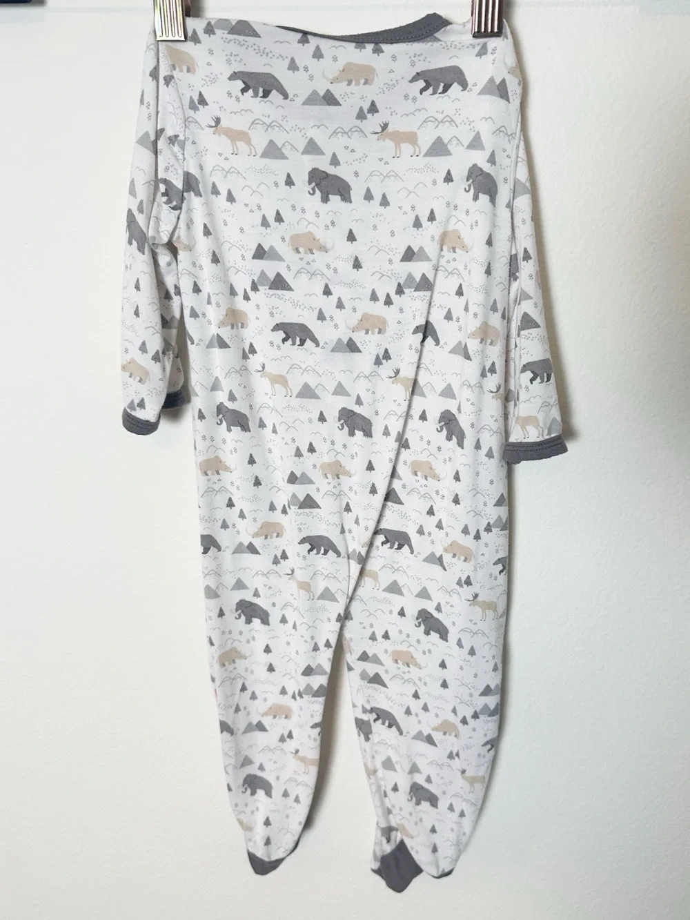 Magnetic Me Grey Animal Mountain Print Footie Onesie 3-6 Months